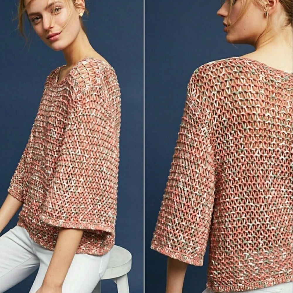 MOTH Anthropologie Pink Knit Sweater Small EUC